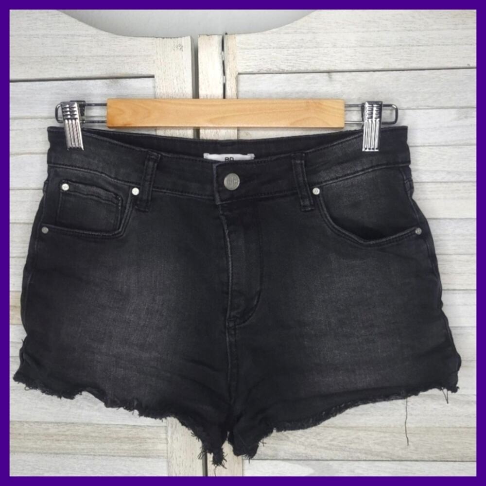 B.P. Black Raw Hem Shorts 26 Regular Stretchy Soft Cut Off Denim 2 4